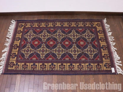 RAGQ236 未使用品 アフガンラグ ビンテージトライバルラグ ウール絨毯 158cm×101cm