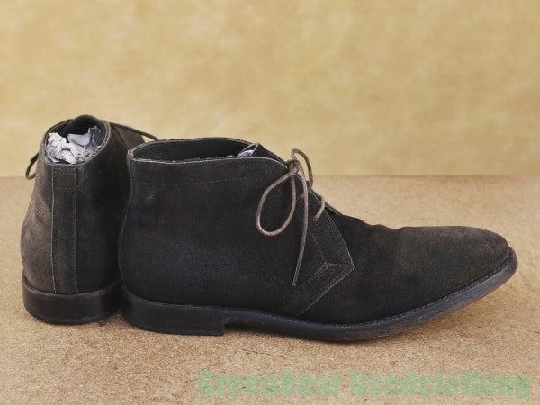 N060 メンズ VISARUNO チャッカブーツ 黒 7.5 25.5cm