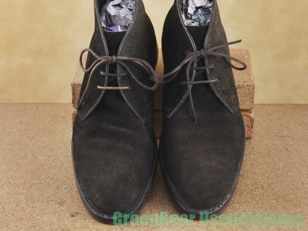 N060 メンズ VISARUNO チャッカブーツ 黒 7.5 25.5cm