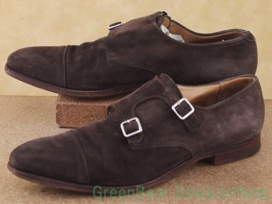 P345 イギリス製 CROCKETS & JONES モンクストラップシューズ スウェード 茶 メンズ 10.5E 28.5cm
