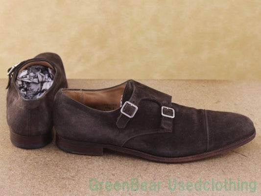P345 イギリス製 CROCKETS & JONES モンクストラップシューズ スウェード 茶 メンズ 10.5E 28.5cm