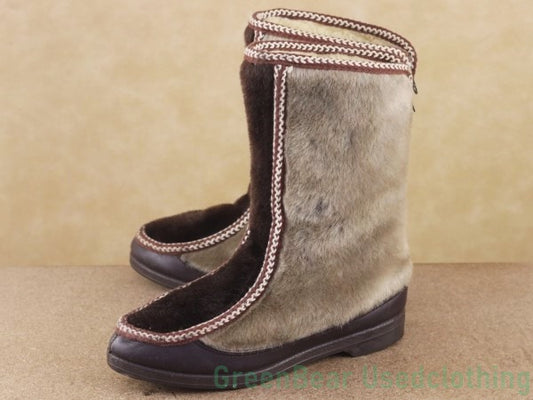 M336 ビンテージ Snow Land エスキモーブーツ 茶 レディース 26cm