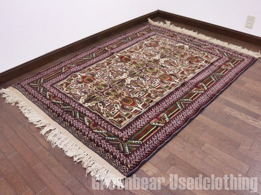 RAGQ245 未使用品 アフガンラグ ビンテージトライバルラグ ウール絨毯 161cm×123.5cm