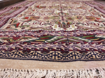 RAGQ245 未使用品 アフガンラグ ビンテージトライバルラグ ウール絨毯 161cm×123.5cm