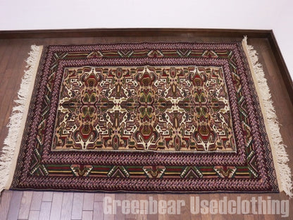 RAGQ245 未使用品 アフガンラグ ビンテージトライバルラグ ウール絨毯 161cm×123.5cm
