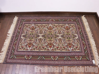 RAGQ245 未使用品 アフガンラグ ビンテージトライバルラグ ウール絨毯 161cm×123.5cm