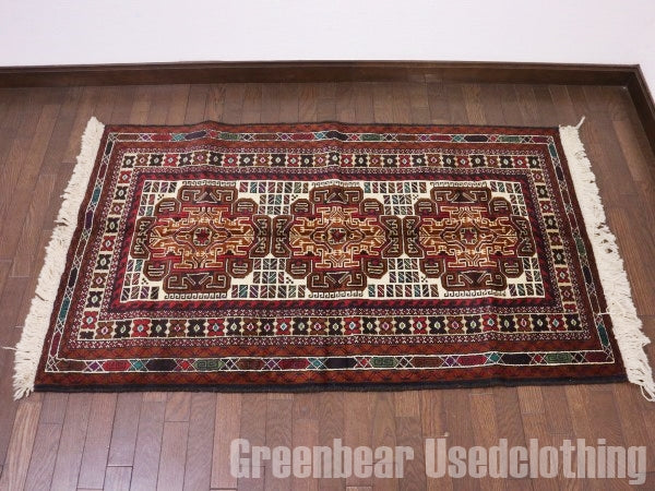 RAGQ246 未使用品 アフガンラグ ビンテージトライバルラグ ウール絨毯 147cm×85cm