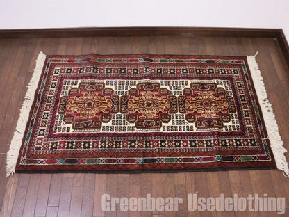 RAGQ246 未使用品 アフガンラグ ビンテージトライバルラグ ウール絨毯 147cm×85cm