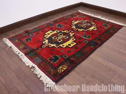 RAGQ247 未使用品 アフガンラグ ビンテージトライバルラグ ウール絨毯 137cm×87cm