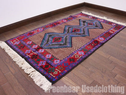 RAGQ253 未使用品 アフガンラグ ビンテージトライバルラグ ウール絨毯 141cm×85.5cm