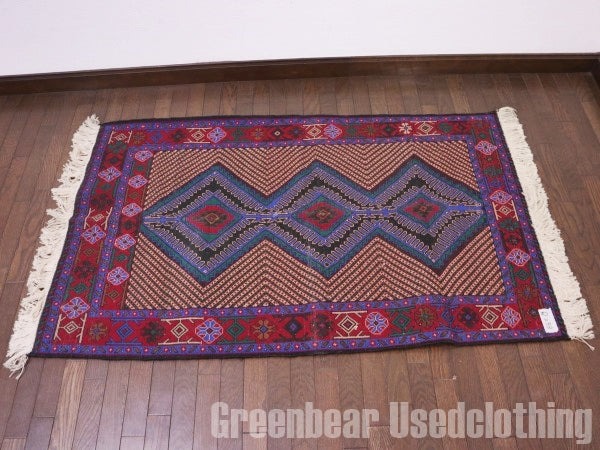 RAGQ253 未使用品 アフガンラグ ビンテージトライバルラグ ウール絨毯 141cm×85.5cm