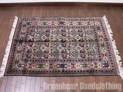 RAGQ254 未使用品 アフガンラグ ビンテージトライバルラグ ウール絨毯 148cm×97.5cm