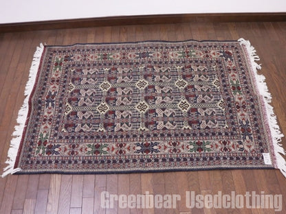 RAGQ254 未使用品 アフガンラグ ビンテージトライバルラグ ウール絨毯 148cm×97.5cm