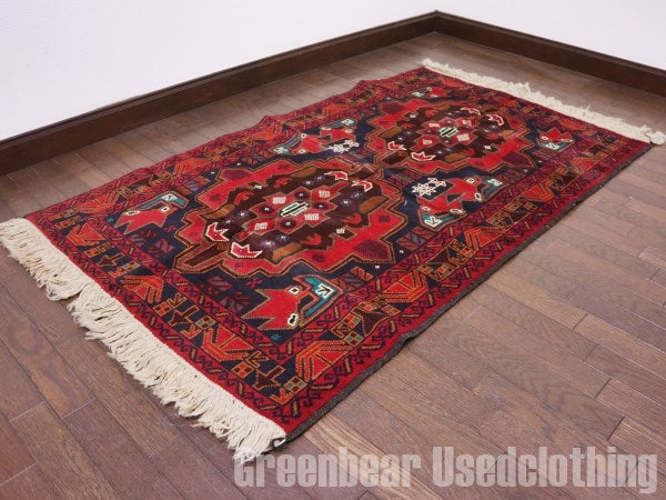 RAGQ255 未使用品 アフガンラグ ビンテージトライバルラグ ウール絨毯 137.5cm×84.5cm