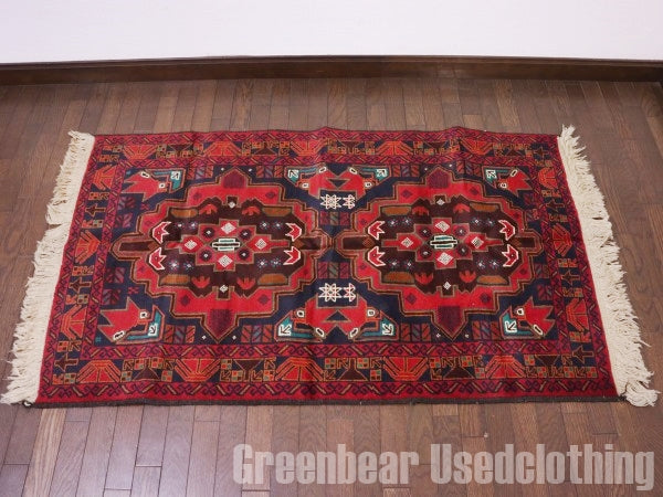 RAGQ255 未使用品 アフガンラグ ビンテージトライバルラグ ウール絨毯 137.5cm×84.5cm