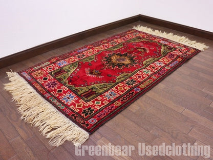 RAGQ257 未使用品 アフガンラグ ビンテージトライバルラグ ウール絨毯 141cm×84cm