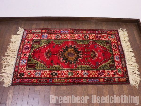 RAGQ257 未使用品 アフガンラグ ビンテージトライバルラグ ウール絨毯 141cm×84cm