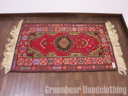 RAGQ257 未使用品 アフガンラグ ビンテージトライバルラグ ウール絨毯 141cm×84cm