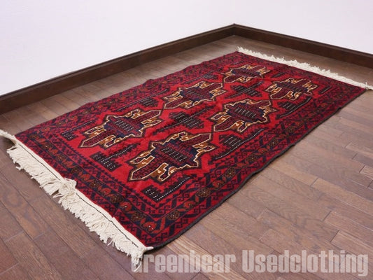 RAGQ258 未使用品 アフガンラグ ビンテージトライバルラグ ウール絨毯 146cm×87cm