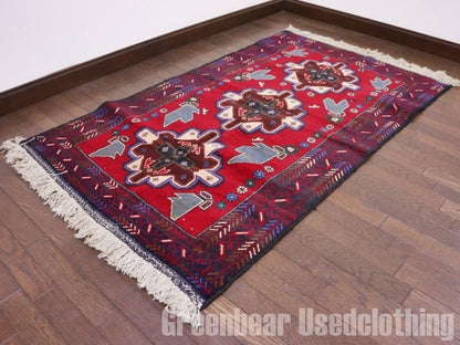 RAGQ259 未使用品 アフガンラグ ビンテージトライバルラグ ウール絨毯 148.5cm×88.5cm