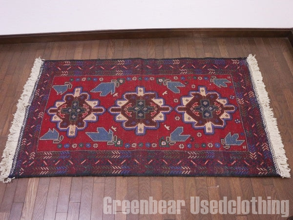 RAGQ259 未使用品 アフガンラグ ビンテージトライバルラグ ウール絨毯 148.5cm×88.5cm