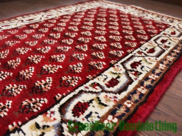 RAGQ005 ビンテージトライバルラグ ウール絨毯 120cm×59cm