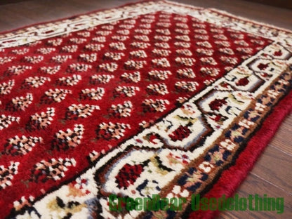 RAGQ005 ビンテージトライバルラグ ウール絨毯 120cm×59cm