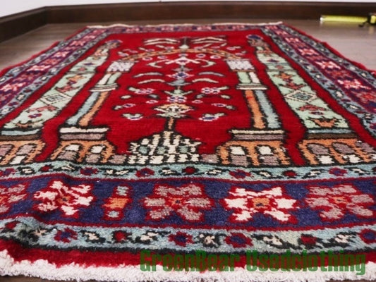 RAGQ017 ビンテージトライバルラグ ウール絨毯 126cm×83cm