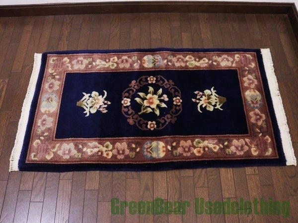 RAGQ035 ビンテージトライバルラグ ウール絨毯 123.5cm×69cm