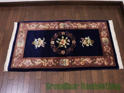 RAGQ035 ビンテージトライバルラグ ウール絨毯 123.5cm×69cm