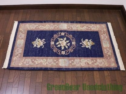 RAGQ035 ビンテージトライバルラグ ウール絨毯 123.5cm×69cm