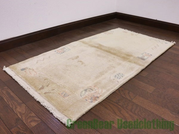 RAGQ037 ビンテージトライバルラグ ウール絨毯 117cm×62cm