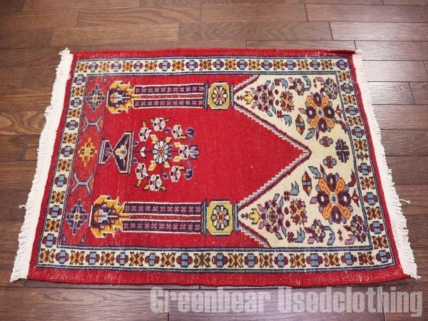 RAGR017 ミニ絨毯マット ビンテージトライバルラグ ウール絨毯 50×65cm