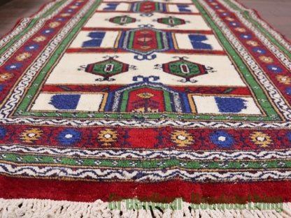 RAGQ043 ビンテージトライバルラグ ウール絨毯 128.5cm×74cm