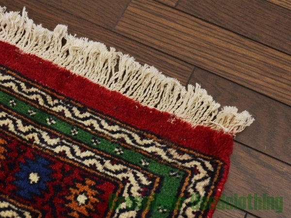 RAGQ043 ビンテージトライバルラグ ウール絨毯 128.5cm×74cm