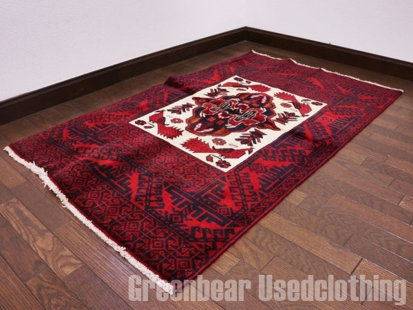 RAGQ078 ビンテージトライバルラグ ウール絨毯 137cm×84cm
