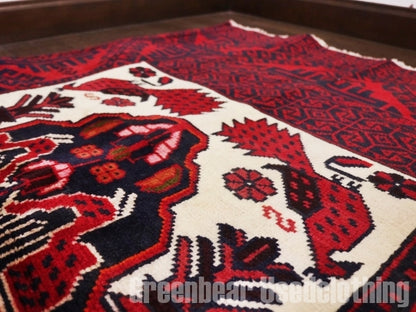 RAGQ078 ビンテージトライバルラグ ウール絨毯 137cm×84cm