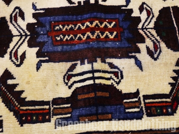 RAGQ085 ビンテージトライバルラグ ウール絨毯 107cm×68cm