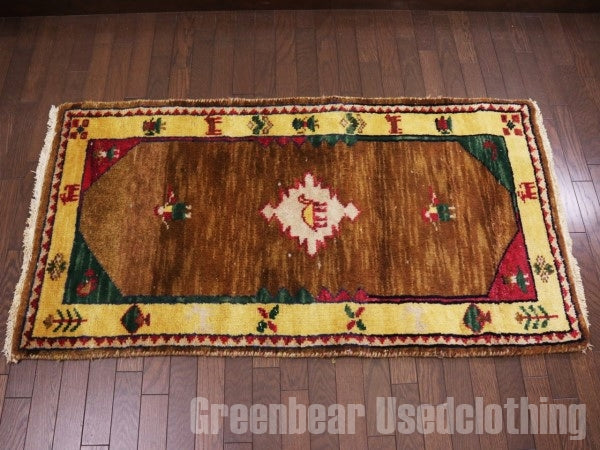 RAGN177 ビンテージトライバルラグ ウール絨毯 132cm×70cm