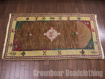 RAGN177 ビンテージトライバルラグ ウール絨毯 132cm×70cm