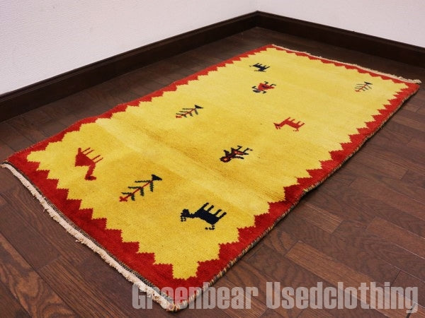 RAGQ135 ビンテージトライバルラグ ウール絨毯 128cm×72.5cm