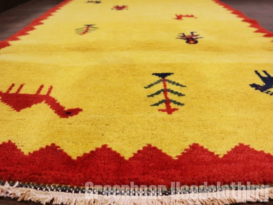 RAGQ135 ビンテージトライバルラグ ウール絨毯 128cm×72.5cm