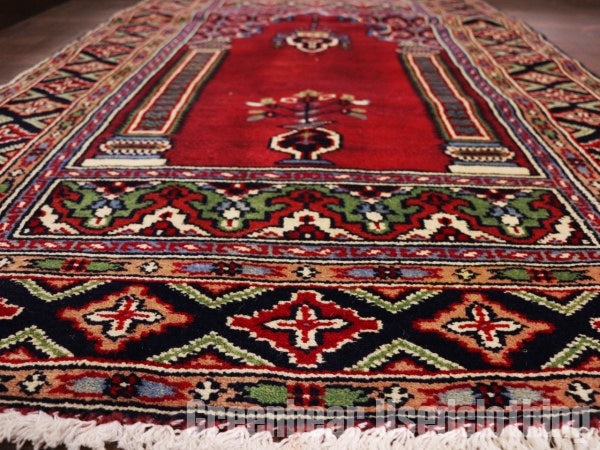 RAGQ137 ビンテージトライバルラグ ウール絨毯 119cm×75.5cm
