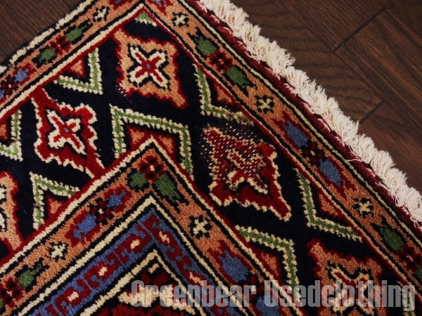 RAGQ137 ビンテージトライバルラグ ウール絨毯 119cm×75.5cm