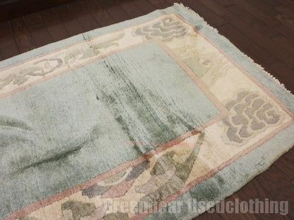 RAGL255 ビンテージトライバルラグ ウール絨毯 132cm×71cm