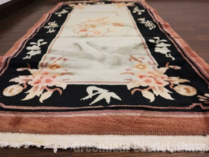 RAGL336 ビンテージトライバルラグ ウール絨毯 135cm×68cm