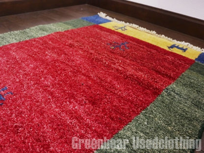 RAGQ177 ビンテージトライバルラグ ウール絨毯 132cm×68cm