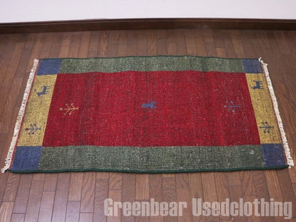 RAGQ177 ビンテージトライバルラグ ウール絨毯 132cm×68cm