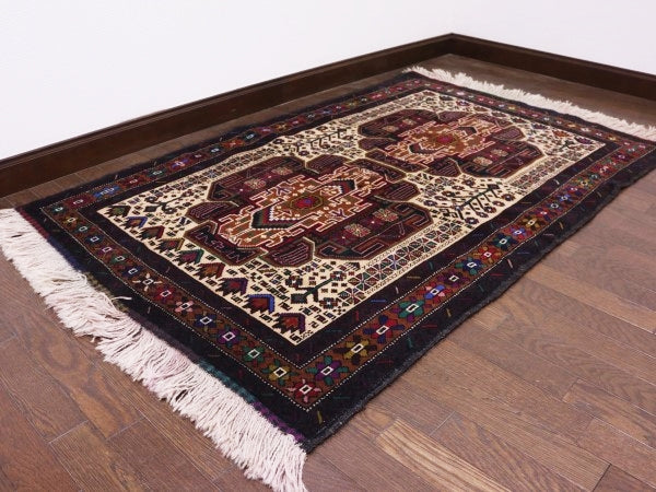 RAGN307 ビンテージトライバルラグ ウール絨毯 143cm×94cm